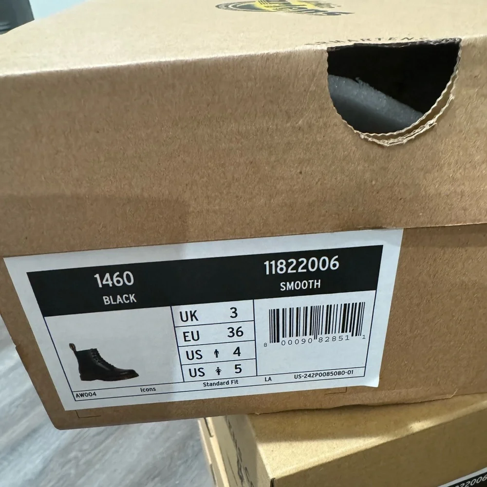Dr Martens 1460 Black Smooth Leather Lace Up Combat Boots